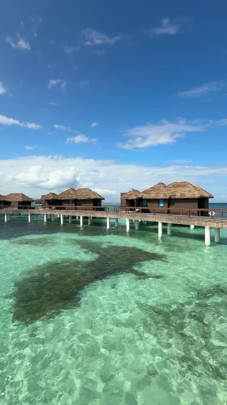 Overwater bungalows at a Sandals resort